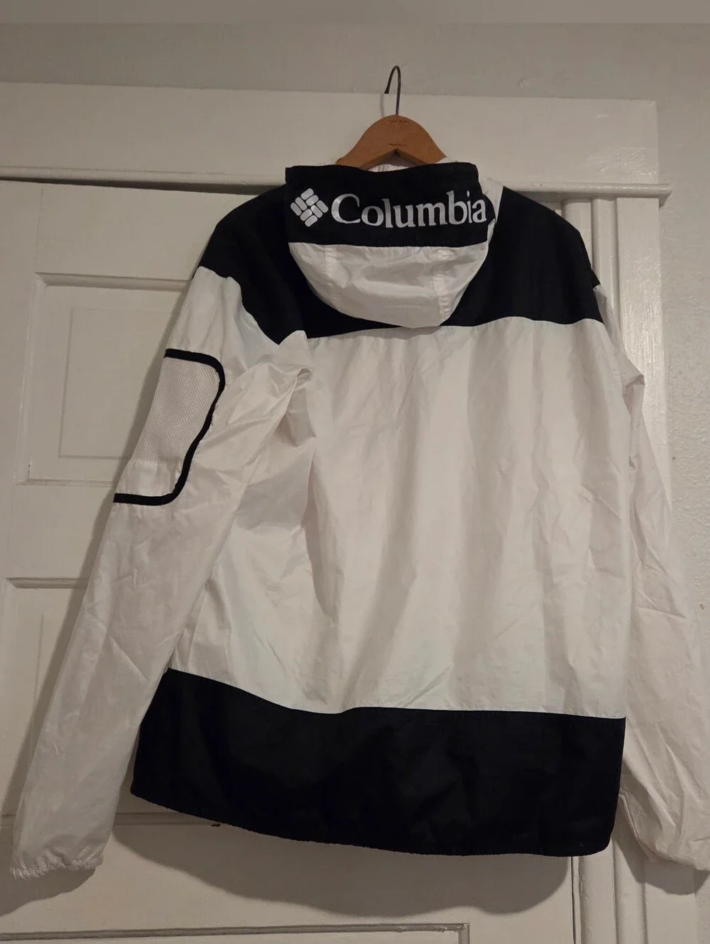 Columbia White & Black Windbreaker Anorak Jacket Men's Medium